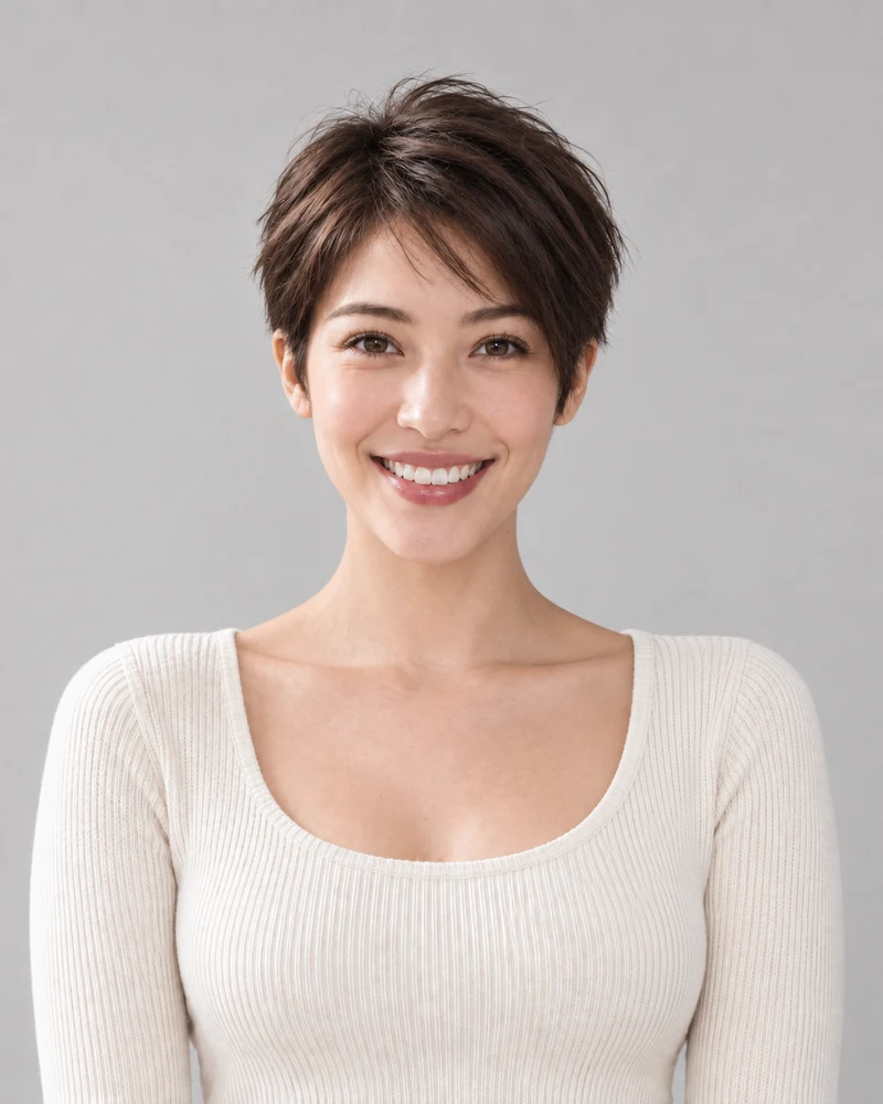 Portrait with Pixie cut