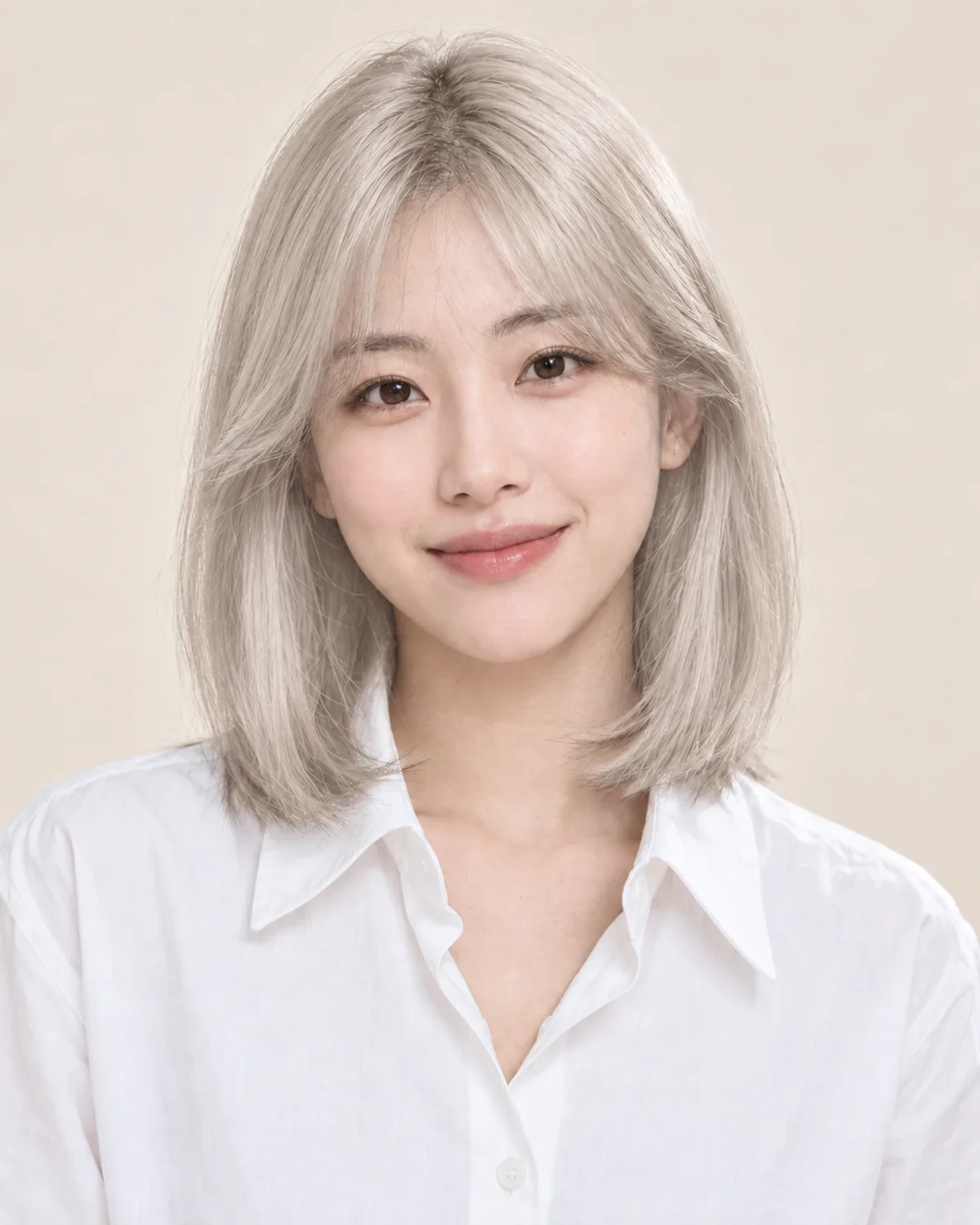 The same photo with Platinum blonde hair