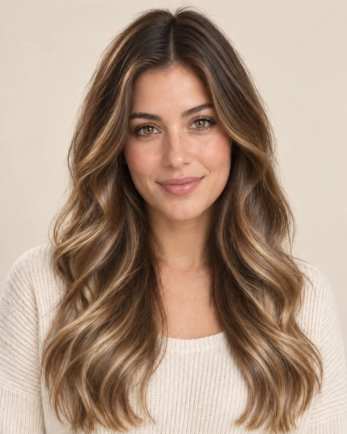 The same photo with Balayage hair