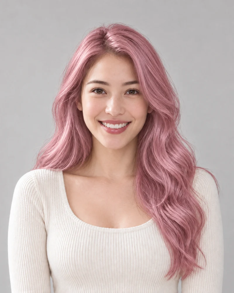 The same model previewing Pastel pink with matching pose and lighting